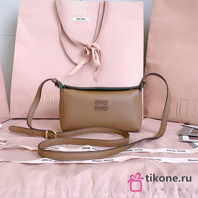 Miumiu Leather Pouch Caramel/Green 5NF462 - 18x9.5x7cm - 1