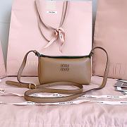 Miumiu Leather Pouch Caramel/Green 5NF462 - 18x9.5x7cm - 3