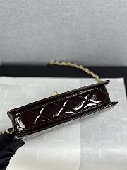 Chanel Mini Flap Bag Patent Lambskin & Gold Tone Metal Dark Brown - 19.5x12x5cm - 4