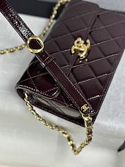 Chanel Mini Flap Bag Patent Lambskin & Gold Tone Metal Dark Brown - 19.5x12x5cm - 5