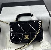 Chanel Mini Flap Bag with Top Handle Metallic Mirror Calfskin & Gold Tone Metal Black - 18.5x13x4.5cm - 1