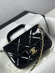 Chanel Mini Flap Bag with Top Handle Metallic Mirror Calfskin & Gold Tone Metal Black - 18.5x13x4.5cm - 3