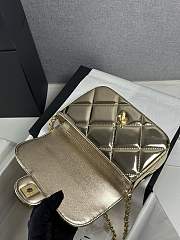 Chanel Mini Flap Bag with Top Handle Metallic Mirror Calfskin & Gold Tone Metal Light Gold - 18.5x13x4.5cm - 4