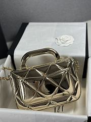 Chanel Mini Flap Bag with Top Handle Metallic Mirror Calfskin & Gold Tone Metal Light Gold - 18.5x13x4.5cm - 3