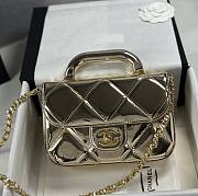 Chanel Mini Flap Bag with Top Handle Metallic Mirror Calfskin & Gold Tone Metal Light Gold - 18.5x13x4.5cm - 1