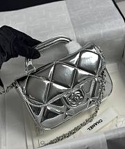 Chanel Mini Flap Bag with Top Handle Metallic Mirror Calfskin & Silver Tone Metal Silver - 18.5x13x4.5cm - 1