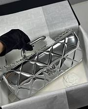Chanel Large Flap Bag With Top Handle Metallic Mirror Calfskin & Silver Tone Metal Silver - 30x12.5x5cm - 1