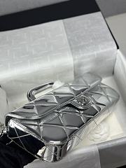 Chanel Large Flap Bag With Top Handle Metallic Mirror Calfskin & Silver Tone Metal Silver - 30x12.5x5cm - 3