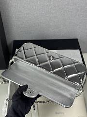 Chanel Large Flap Bag With Top Handle Metallic Mirror Calfskin & Silver Tone Metal Silver - 30x12.5x5cm - 5