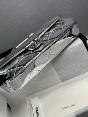 Chanel Large Flap Bag With Top Handle Metallic Mirror Calfskin & Silver Tone Metal Silver - 30x12.5x5cm - 6
