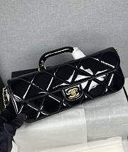 Chanel Large Flap Bag With Top Handle Metallic Mirror Calfskin & Gold Tone Metal Black - 30x12.5x5cm - 1
