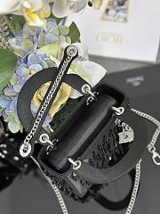Lady Dior Black Satin with Beaded Embellishments & Rhinestone Charms - 17x15x7cm - 3