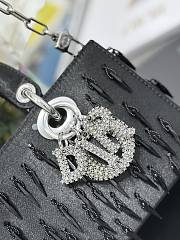 Dior Lady D-Joy Black Satin with Beaded Embellishments & Rhinestone Charms - 22x12x6 - 6