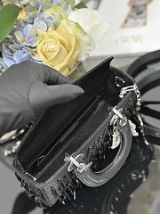 Dior Lady D-Joy Black Satin with Beaded Embellishments & Rhinestone Charms - 22x12x6 - 4