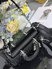 Dior Lady D-Joy Black Satin with Beaded Embellishments & Rhinestone Charms - 22x12x6 - 2