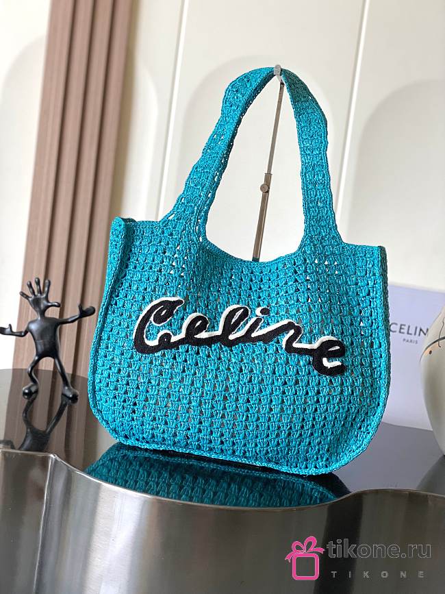 Celine Large Hobo Panier In Raffia Cobalt - 53x34x11cm - 1