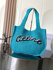 Celine Large Hobo Panier In Raffia Cobalt - 53x34x11cm - 2