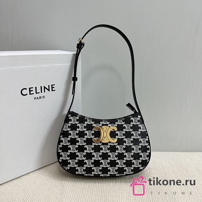 Celine Medium Tilly Bag In Triomphe Canvas Two Tone Black - 23x13.5x4cm - 1
