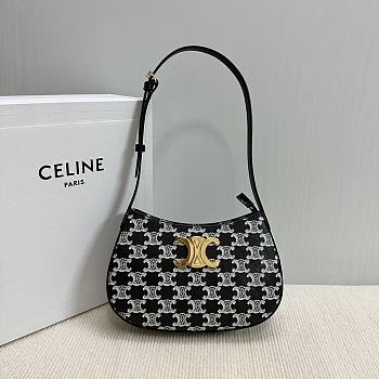 Celine Medium Tilly Bag In Triomphe Canvas Two Tone Black - 23x13.5x4cm
