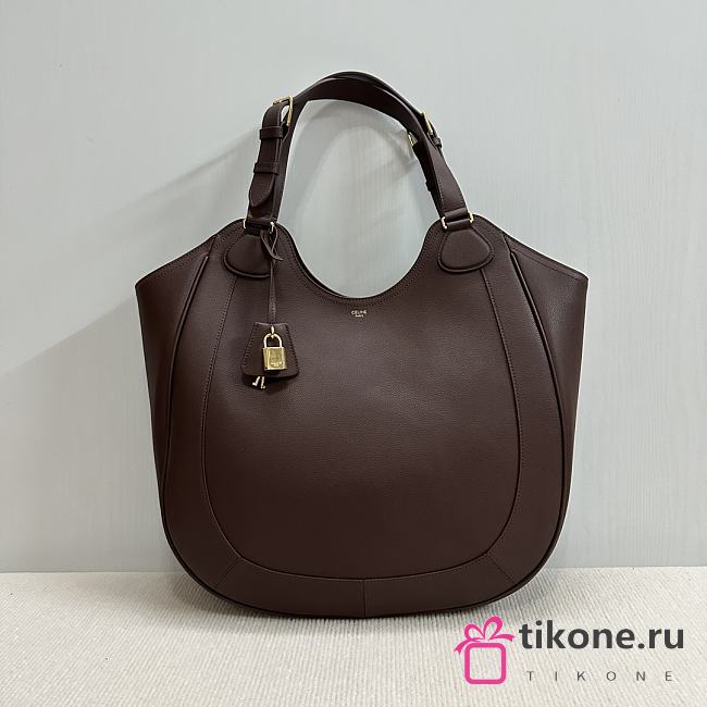 Celine Meo Hobo In Supple Calfskin Chestnut - 36x12x33cm - 1