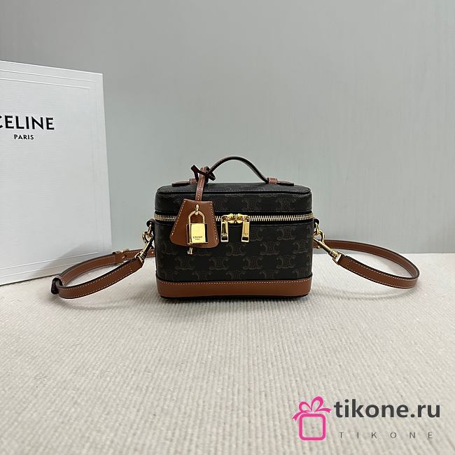 Celine Vanity In Triomphe Canvas And Calfskin Tan - 18x12x18cm - 1