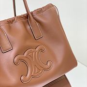 Celine Cabas Drawstring Triomphe Embroidery In Smooth Calfskin Tan - 44x28x18cm - 2
