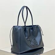 Celine Cabas Drawstring Triomphe Embroidery In Smooth Calfskin Black - 44x28x18cm - 6