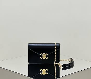 Celine Wallet On Chain Margo In Shiny Calfskin Black - 19.5x12x4cm