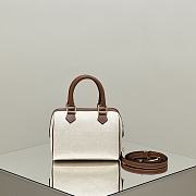 Celine Small Boston Cuir Triomphe In Textile And Calfskin With Gold Hardware Natural Tan - 19.5x14x7cm - 6