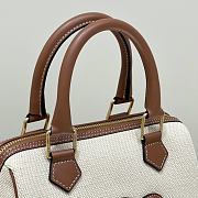 Celine Small Boston Cuir Triomphe In Textile And Calfskin With Gold Hardware Natural Tan - 19.5x14x7cm - 3