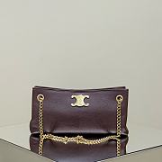 Celine Newspaper Chain Bag Triomphe Soft In Supple Calfskin Chestnut - 31x16x6cm - 1