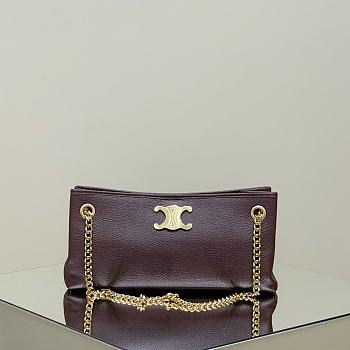 Celine Newspaper Chain Bag Triomphe Soft In Supple Calfskin Chestnut - 31x16x6cm