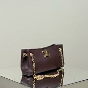 Celine Newspaper Chain Bag Triomphe Soft In Supple Calfskin Chestnut - 31x16x6cm - 6