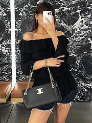 Celine Newspaper Chain Bag Triomphe Soft In Supple Calfskin Black - 31x16x6cm - 6