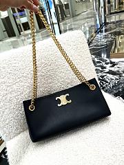 Celine Newspaper Chain Bag Triomphe Soft In Supple Calfskin Black - 31x16x6cm - 3