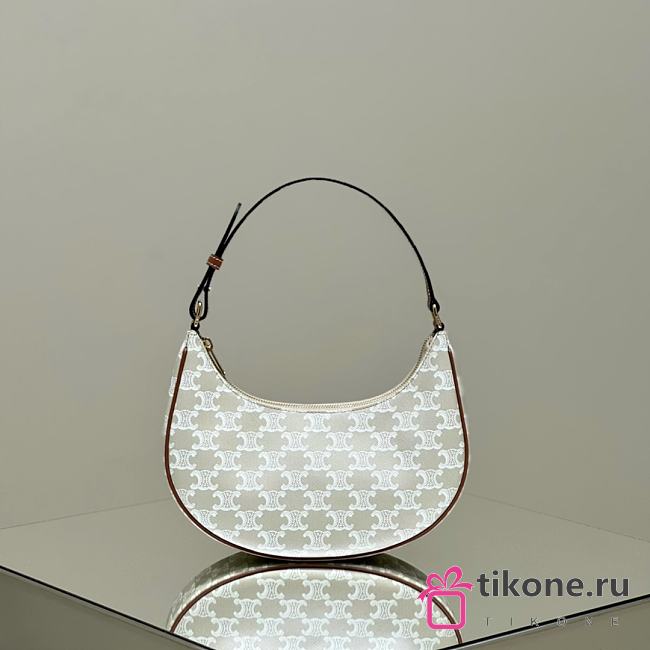 Celine Ava Bag In Triomphe Canvas And Calfskin White - 23x7x17cm - 1