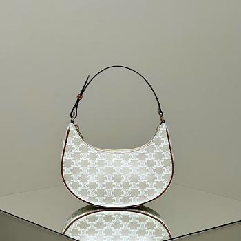 Celine Ava Bag In Triomphe Canvas And Calfskin White - 23x7x17cm