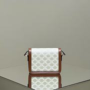 Celine Teen Triomphe Bag In Triomphe Canvas And Calfskin White - 18.5x13.5x7cm - 4