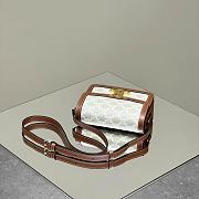 Celine Teen Triomphe Bag In Triomphe Canvas And Calfskin White - 18.5x13.5x7cm - 2