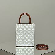 Celine Mini Vertical Tote Bag In Triomphe Canvas And Calfskin White - 20x17x6cm - 1