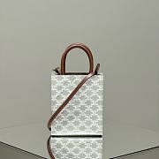 Celine Mini Vertical Tote Bag In Triomphe Canvas And Calfskin White - 20x17x6cm - 3