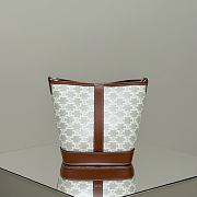 Celine Small Bucket In Triomphe Canvas And Calfskin White - 22x18x13cm - 1