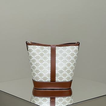 Celine Small Bucket In Triomphe Canvas And Calfskin White - 22x18x13cm