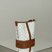 Celine Small Bucket In Triomphe Canvas And Calfskin White - 22x18x13cm - 5
