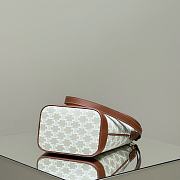 Celine Small Bucket In Triomphe Canvas And Calfskin White - 22x18x13cm - 3