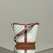 Celine Small Bucket In Triomphe Canvas And Calfskin White - 22x18x13cm - 4