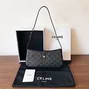 Celine Tina Shoulder Bag In Triomphe Canvas Black - 26×12×3cm - 1