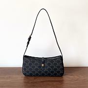 Celine Tina Shoulder Bag In Triomphe Canvas Black - 26×12×3cm - 5