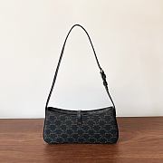 Celine Tina Shoulder Bag In Triomphe Canvas Black - 26×12×3cm - 4