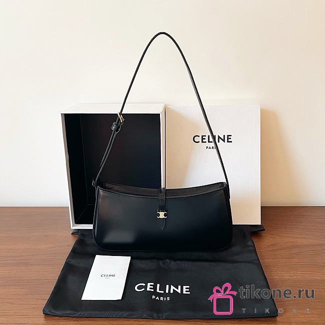 Celine Tina Shoulder Bag In Shiny Calfskin Black - 26×12×3cm - 1